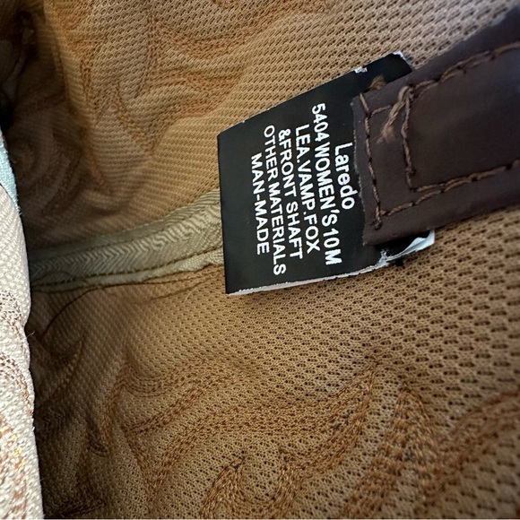 Laredo Women's Western Leather Cowboy Boots Brown Size 10 M Beautiful Pattern - Picture 5 of 16